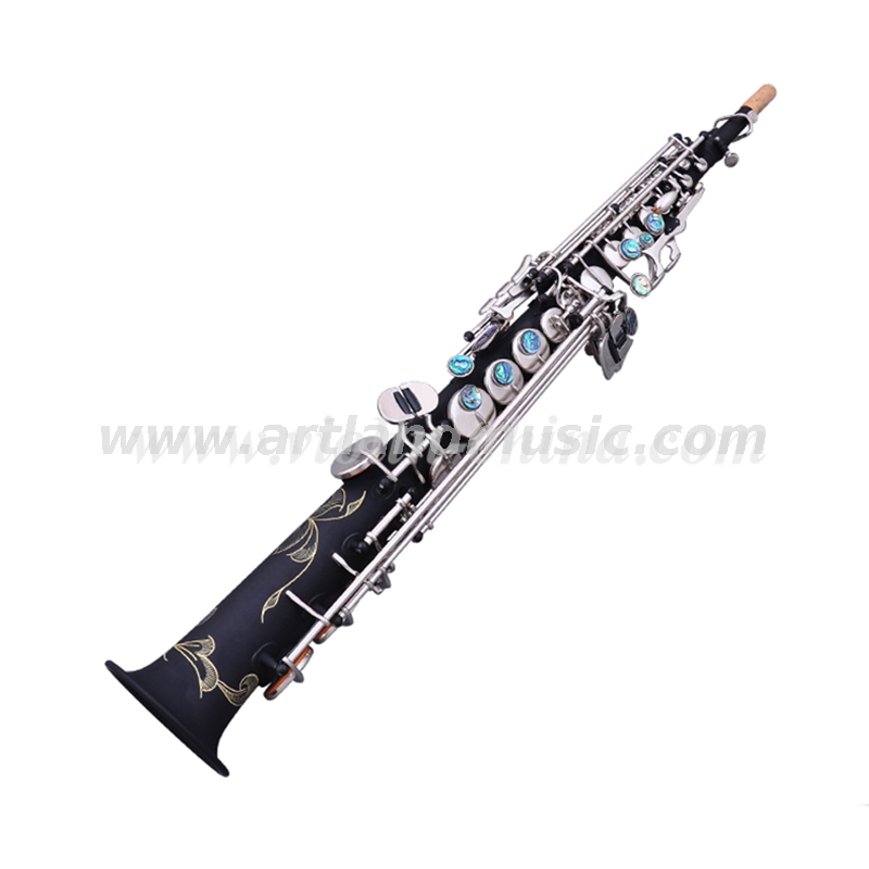 Saxofón soprano Bb de color negro de grado maestro (ASS6508)