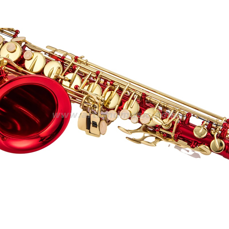 Saxofón Alto Mib Llave Lacada Dorada Cuerpo ROJO