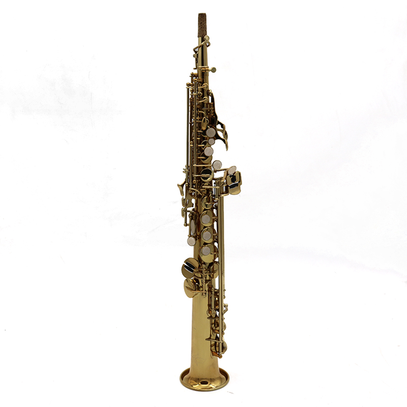 Saxofón soprano Lacado en oro Modelo de entrada Clave de Bb (ASS3505G)
