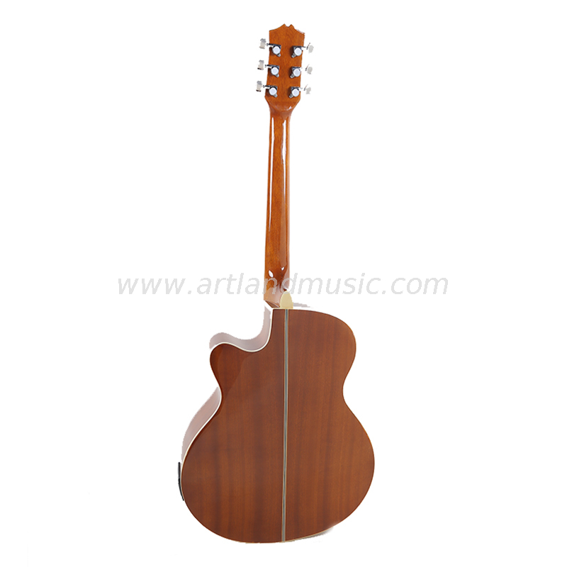 Guitarra acústica de cuerpo delgado de 40 ′ ′ hecha a mano a medida Natural