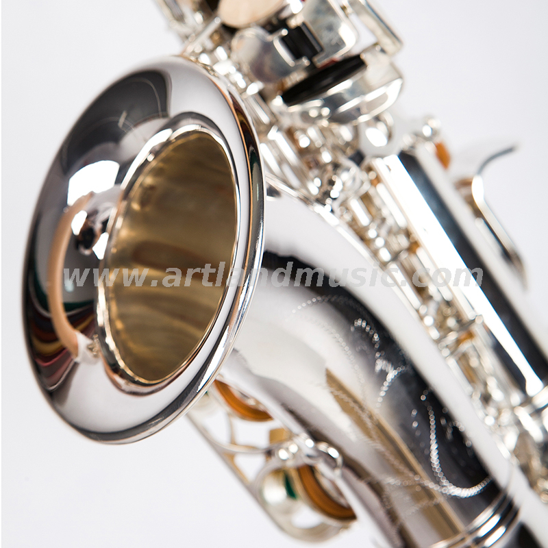 Saxofón soprano plateado curvo ASS3505S