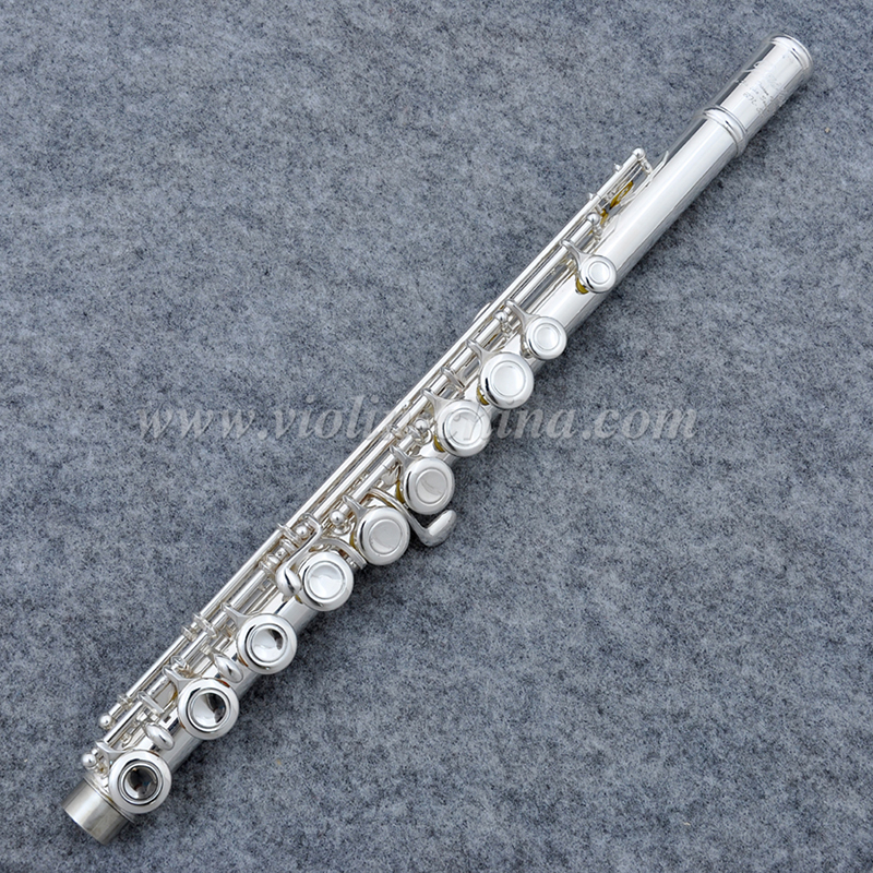 Flauta de cuproníquel profesional importada chapada en plata de 16 agujeros cerrados (AFL5509)