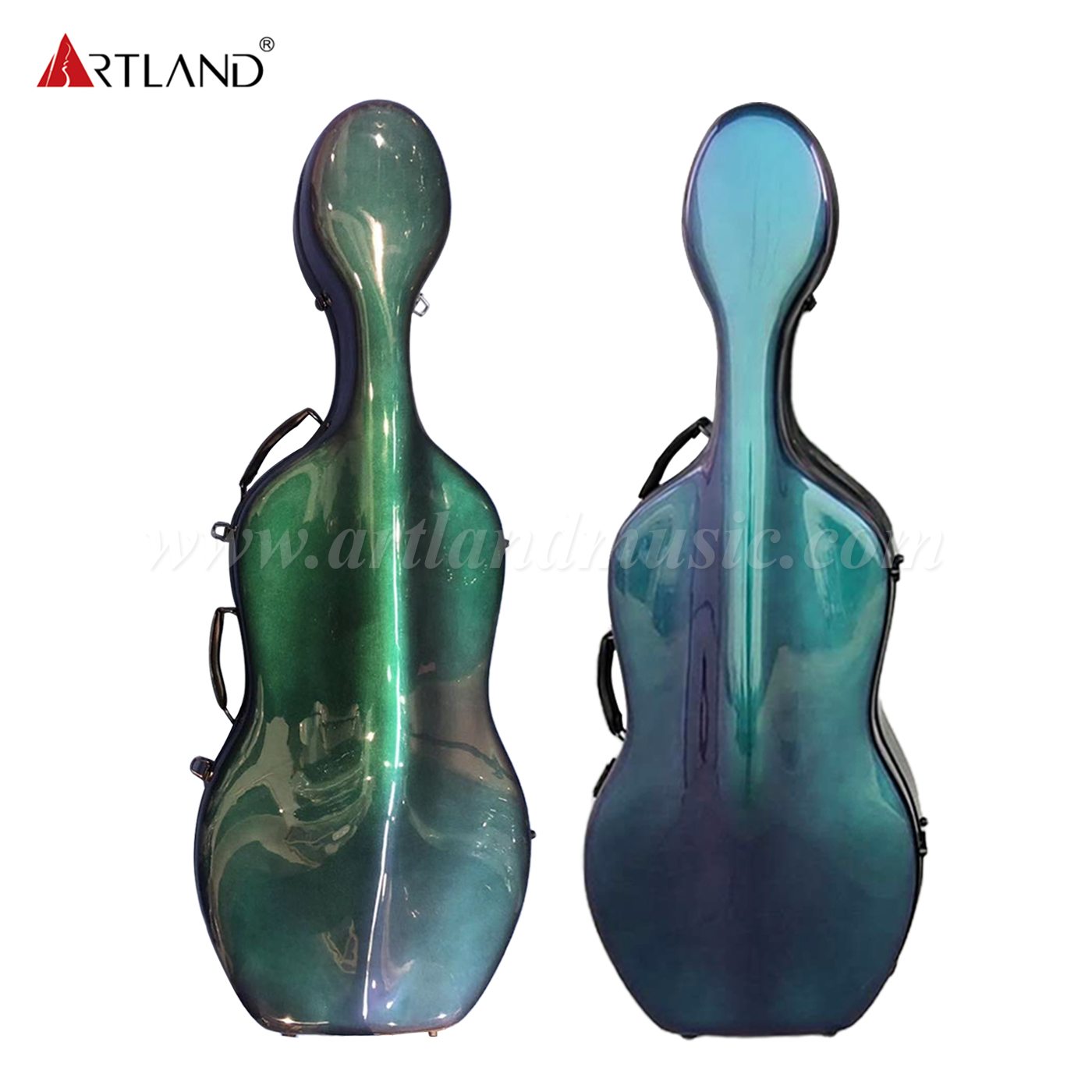 Estuche para violonchelo de fibra de carbono degradado de verde a azul (CSC601C)